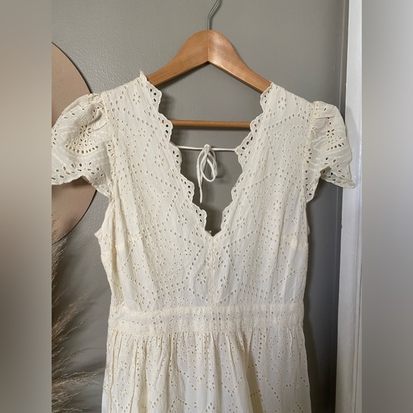 Urban Outfitters eyelet embroidery cream boho bohemian maxi dress - Picture 3 of 5